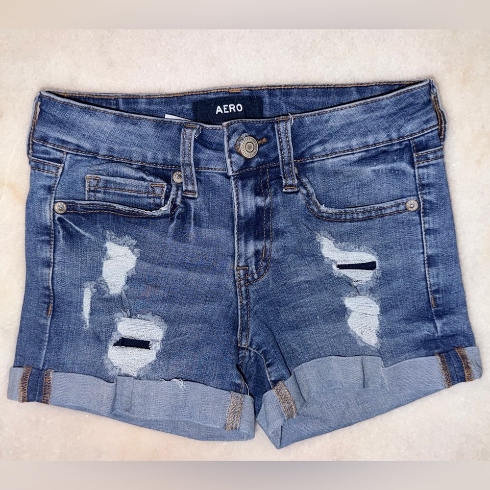 Aeropostale Distressed Denim Shorts Size 0